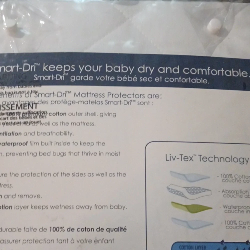 SmartDri By LIVING TEXTILES Waterproof Breathable Fitted Crib Mattress Protector